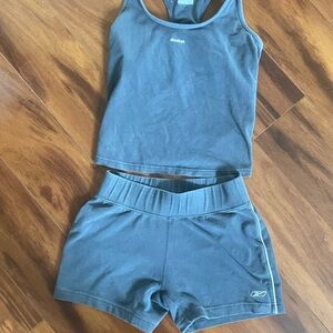 90s Small Reebok Grey Athletic Tank and Shorts Set Excellent Condition